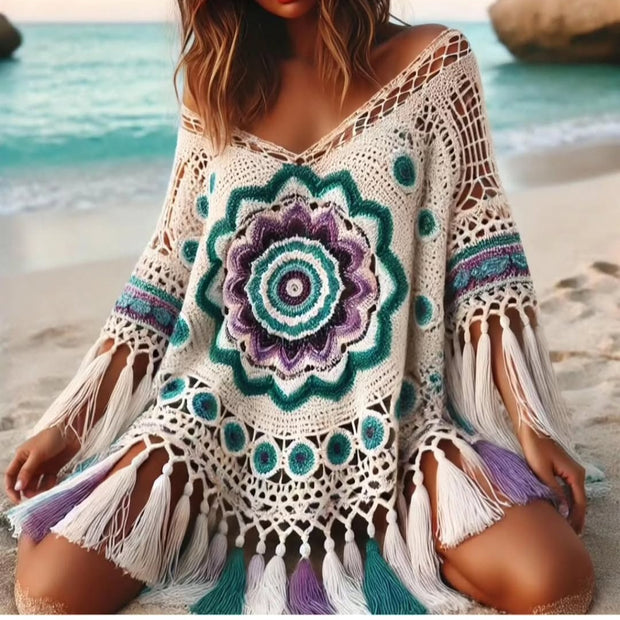 Ocean Mandala Fringe Cover-Up