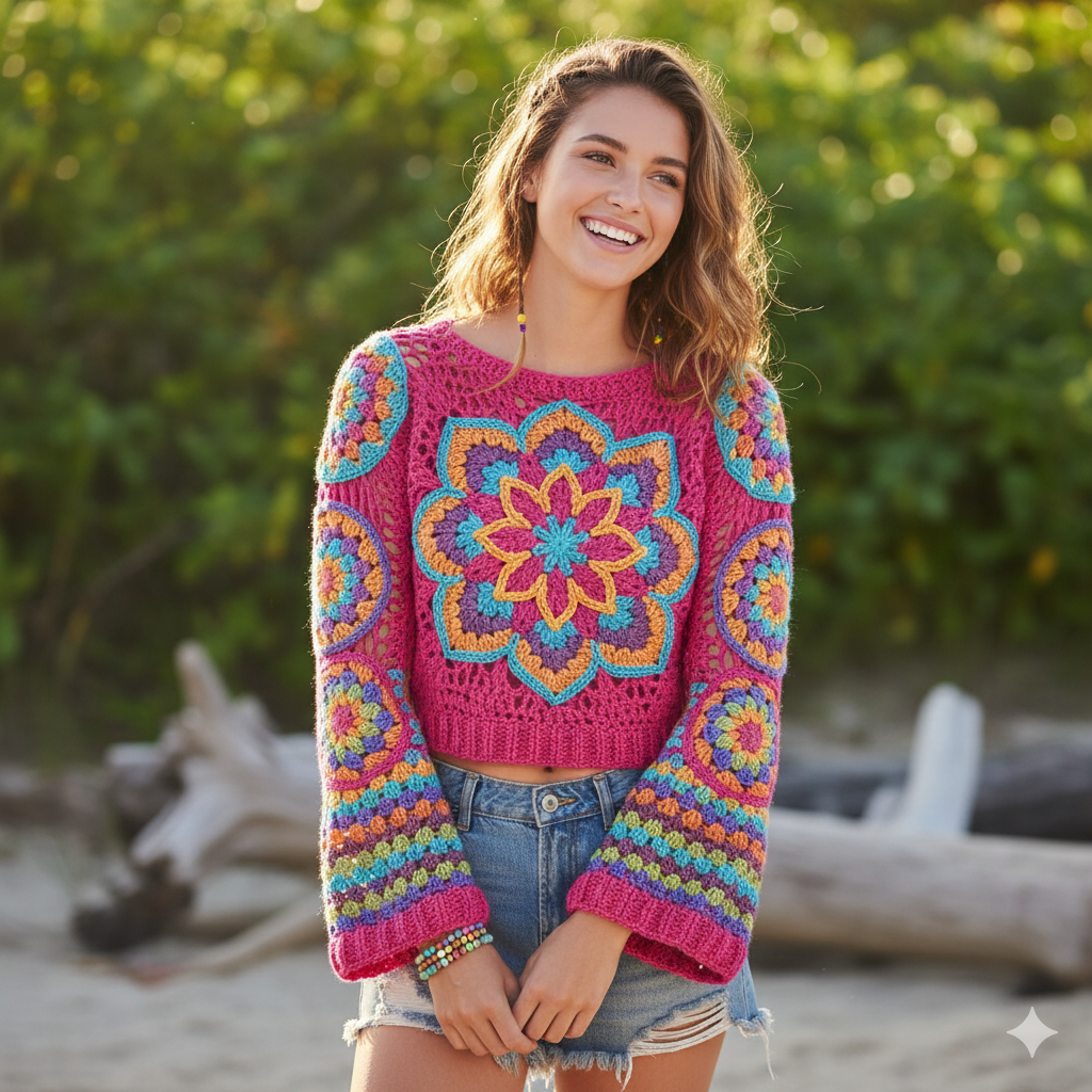 Mandala Crochet Top