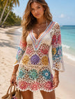 Island Sunset Crochet Mini Dress