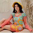 Orange Patch Floral Crochet Dress