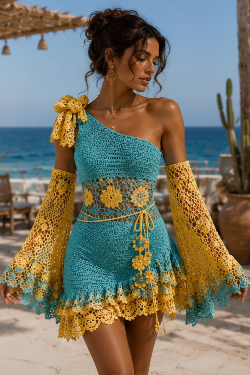 Terracotta One Shoulder Mini Dress