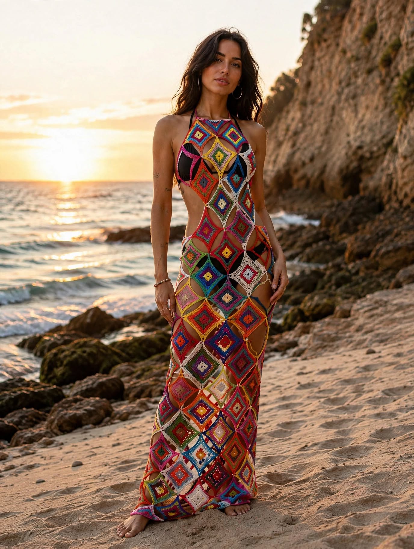 Fiesta Diamond Open-Knit Dress