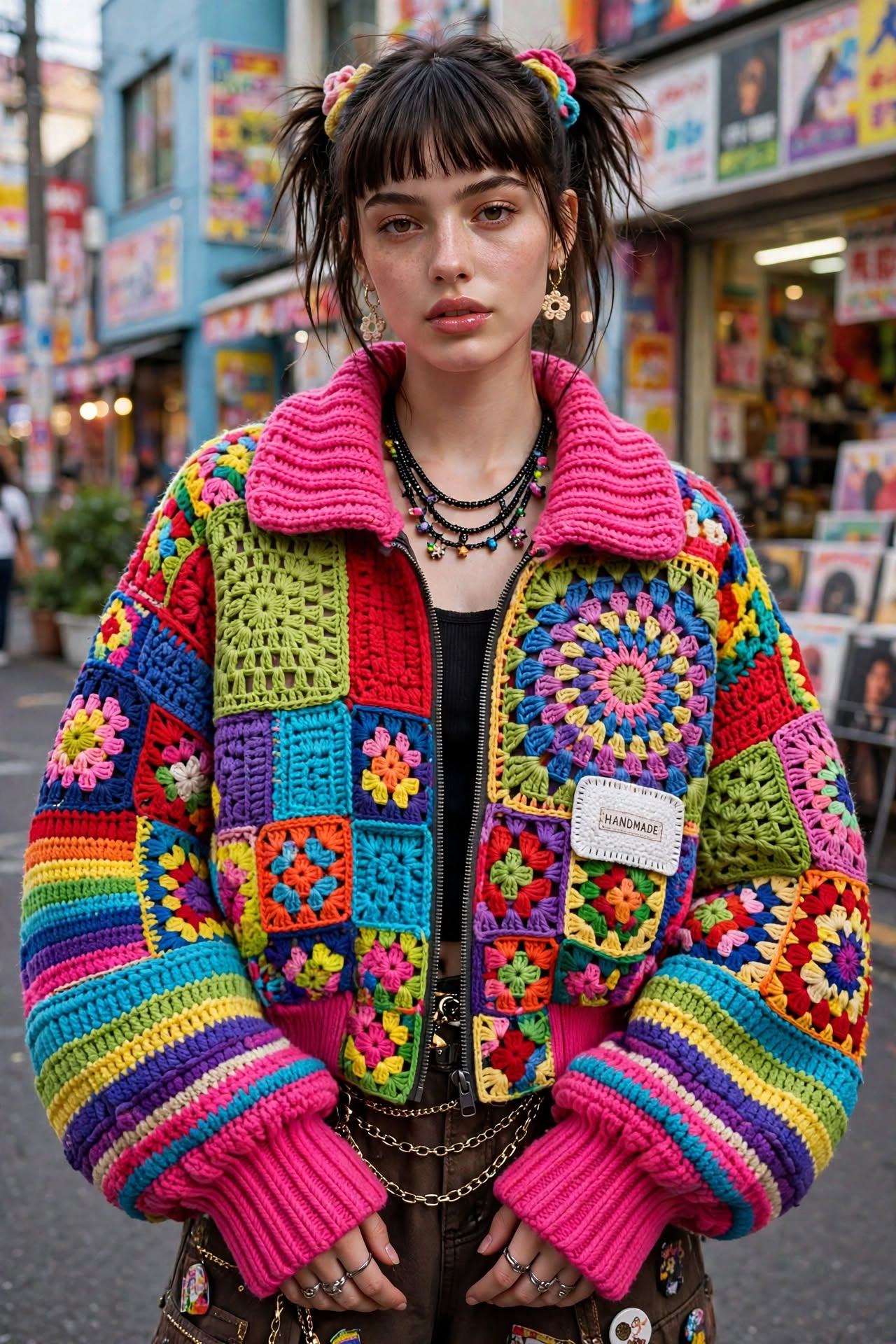 Woodland Granny Square Bomber
