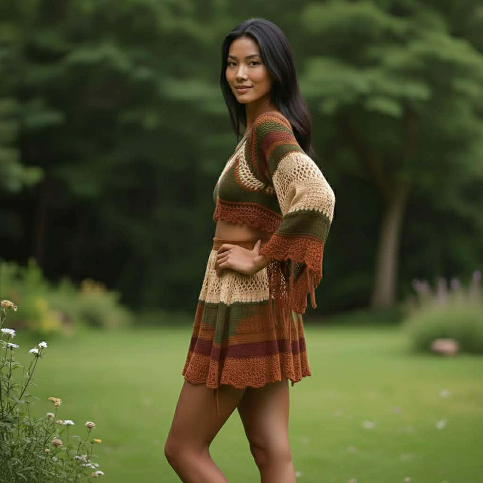 Earthy tones Flare Sleeves Outfit
