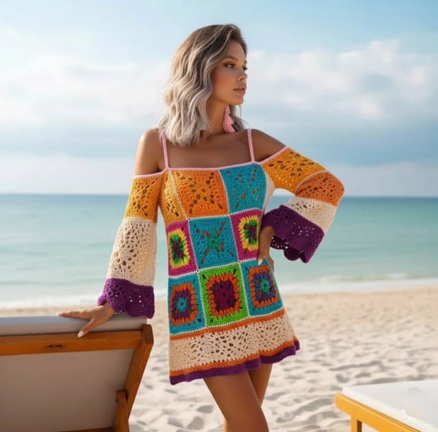 Bohemian Patchwork Mini Dress