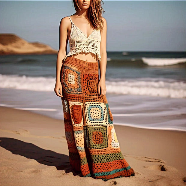 Granny Square Long Skirt