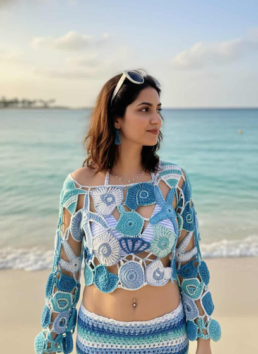 Boho See Motifs Maxi Skirt,Outfit