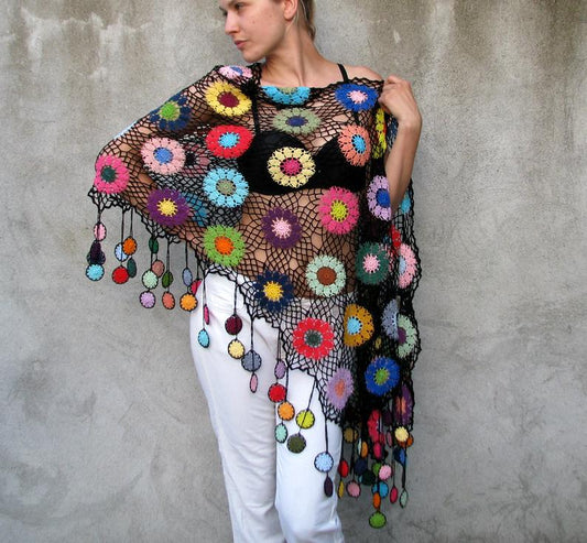 Rainbow Flower  Shawl