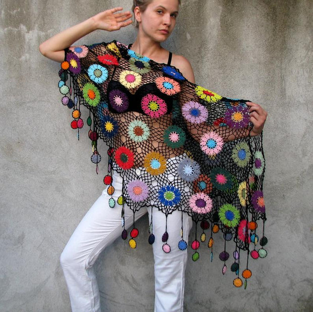 Rainbow Flower  Shawl