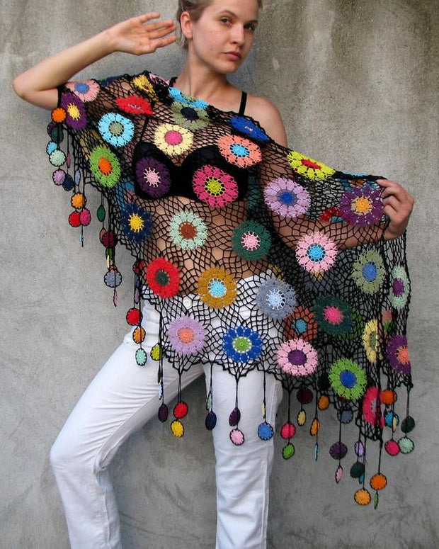 Rainbow Flower  Shawl