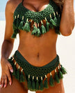 Halter Flapper Crochet 2-piece Swimsuit Cover-up