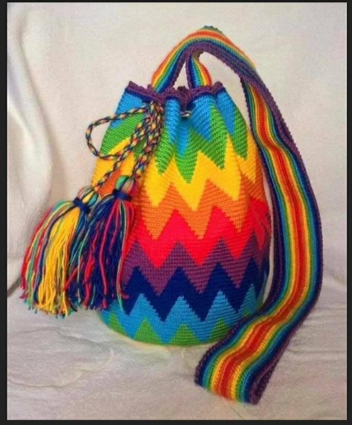 Tapestry long Handle Bucket Bag