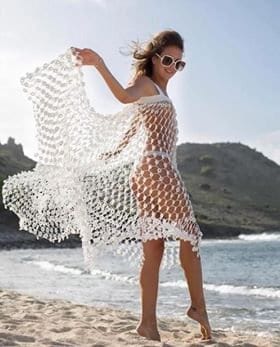 Flower power Crochet Mini Beach Dress / Cover up