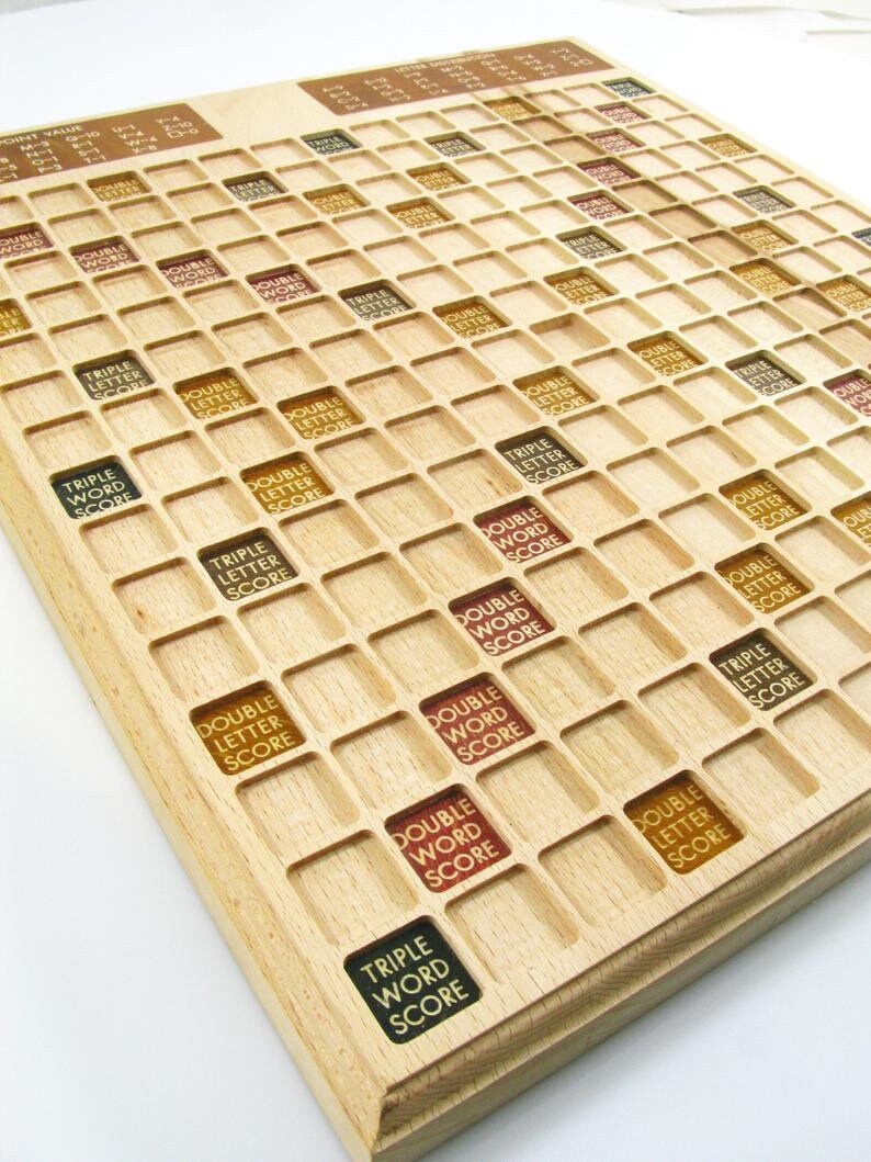 Wooden Scrabble Board Game. Customisable Scrabble Wood Board Game