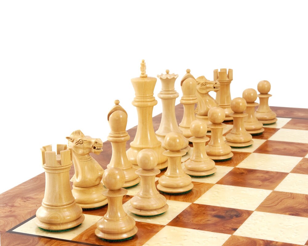 Root wood and Oak veneers Chessboard, High gloss lacquered, Christmas Gift