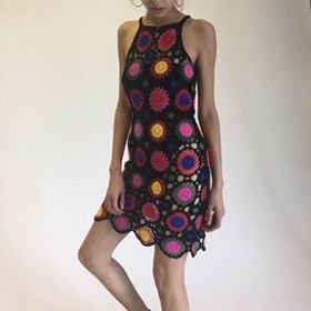 Granny Flowery Patch Mini Dress