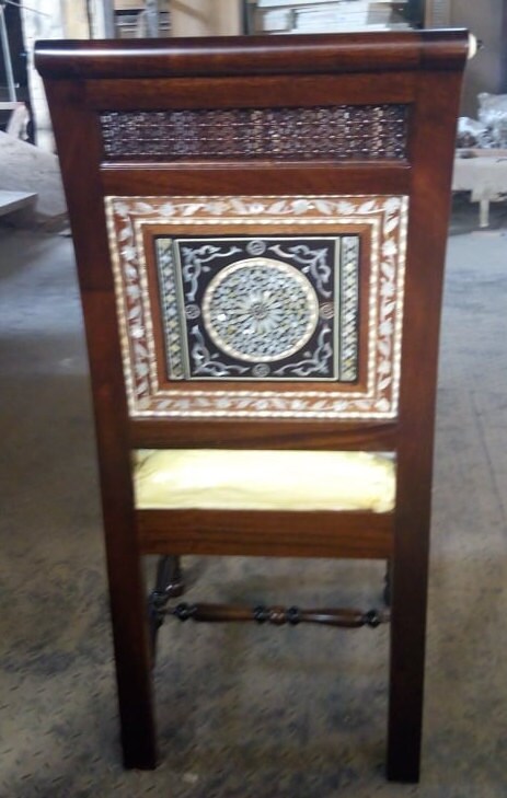 Round Arabesque Dining Room/Chairs with Mother of Pearl Inlay