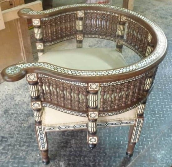 Arabesque Latticework Arm Chair with mother of pearl inlay