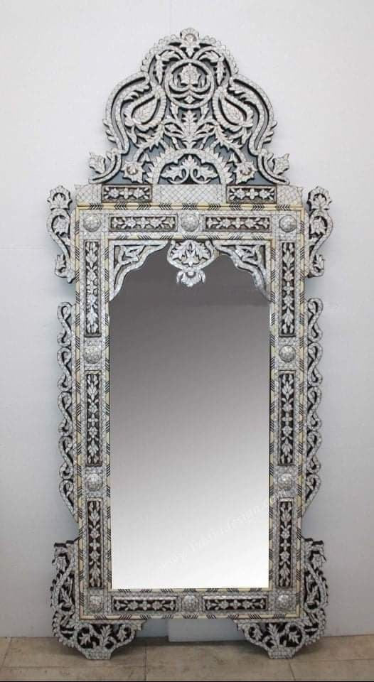 Vintage Mother Of Pearl Inlaid Entrance Mirror Frame