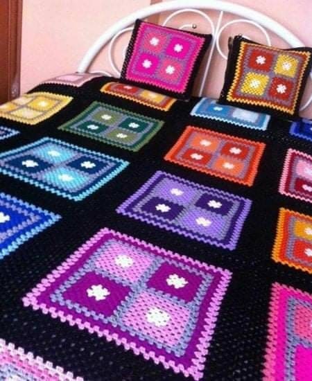 Big Granny Square Bed Cover