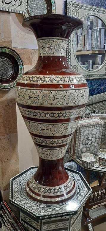 Wooden Vase with Mother of Pearl Inlay