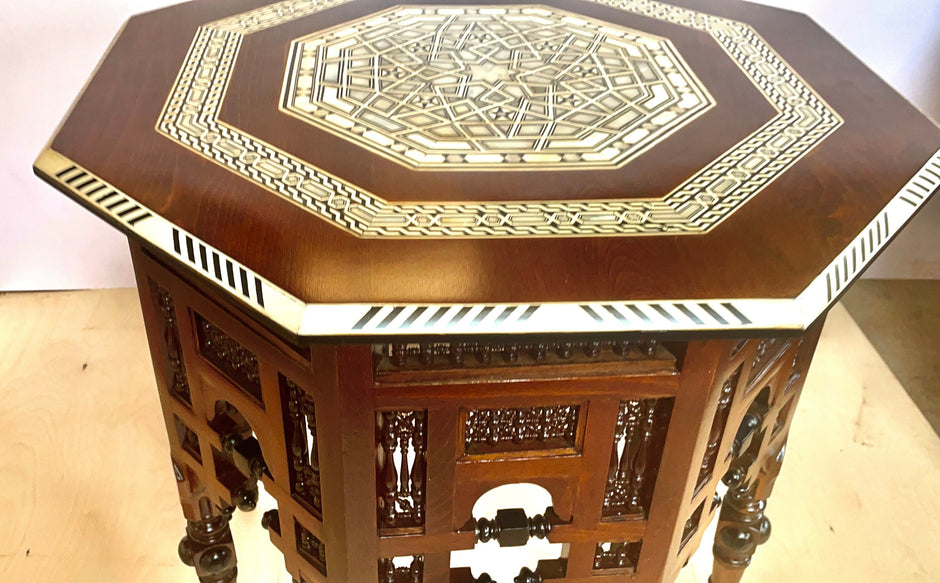 Arabesque Carved/OrnamentedLiving Set with Mother of Pearl Inlay
