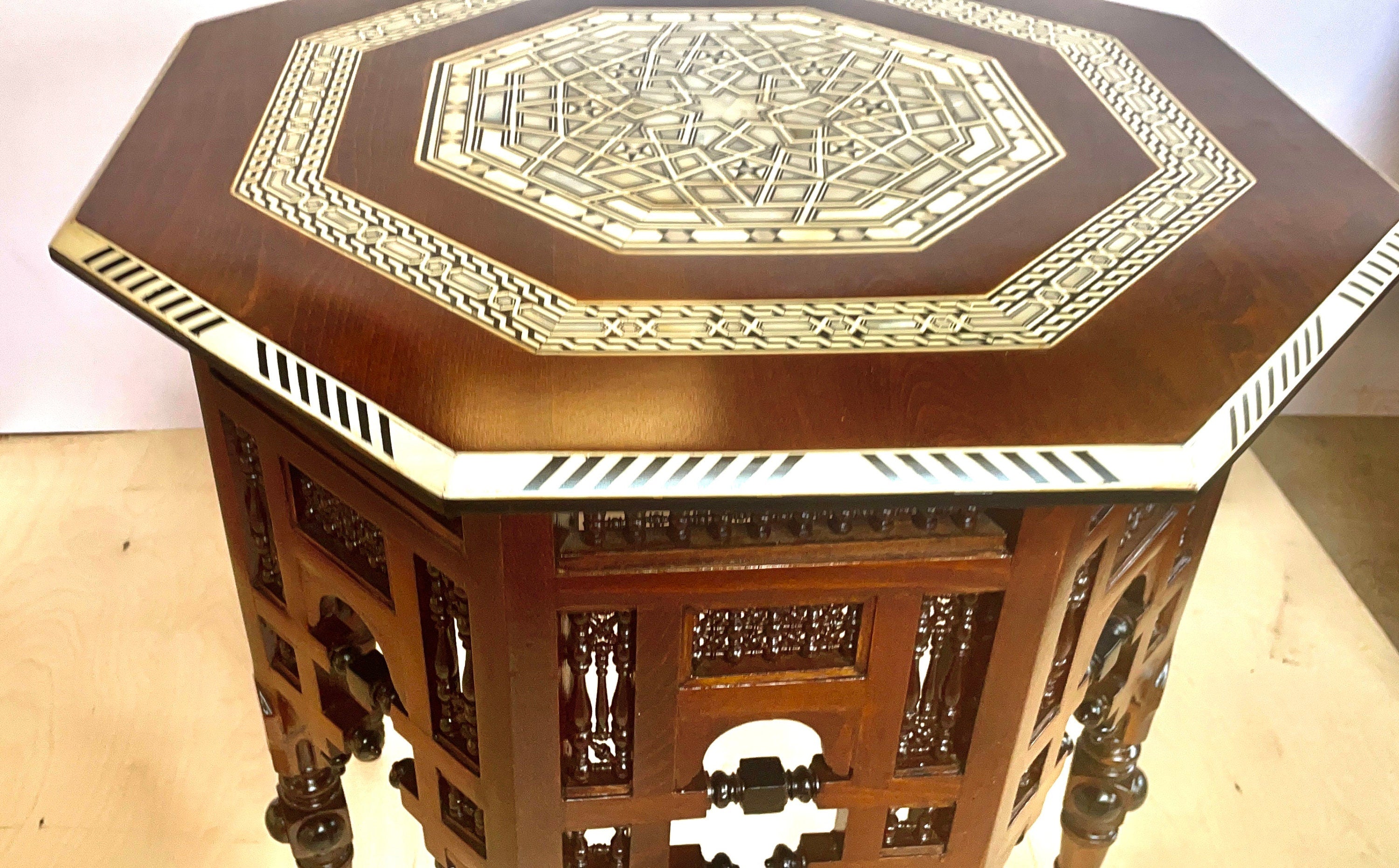 Arabesque Carved/OrnamentedLiving Set with Mother of Pearl Inlay