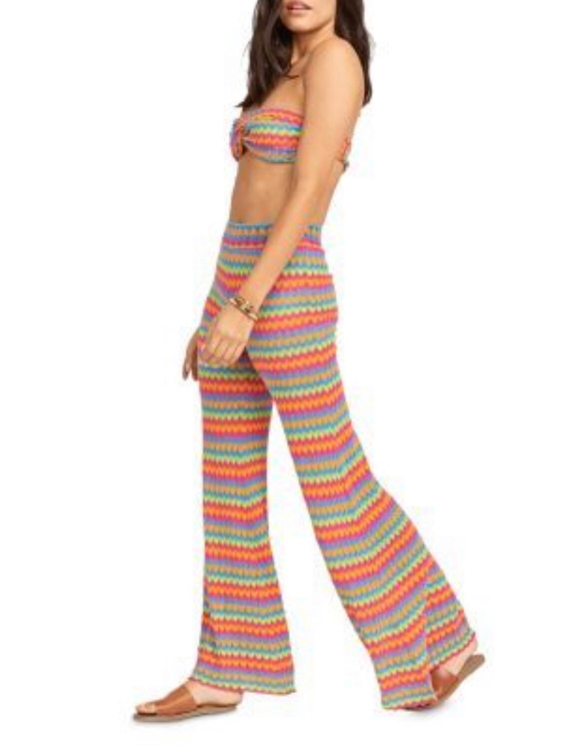 Multi-Colour Crochet Trousers With Tube Top