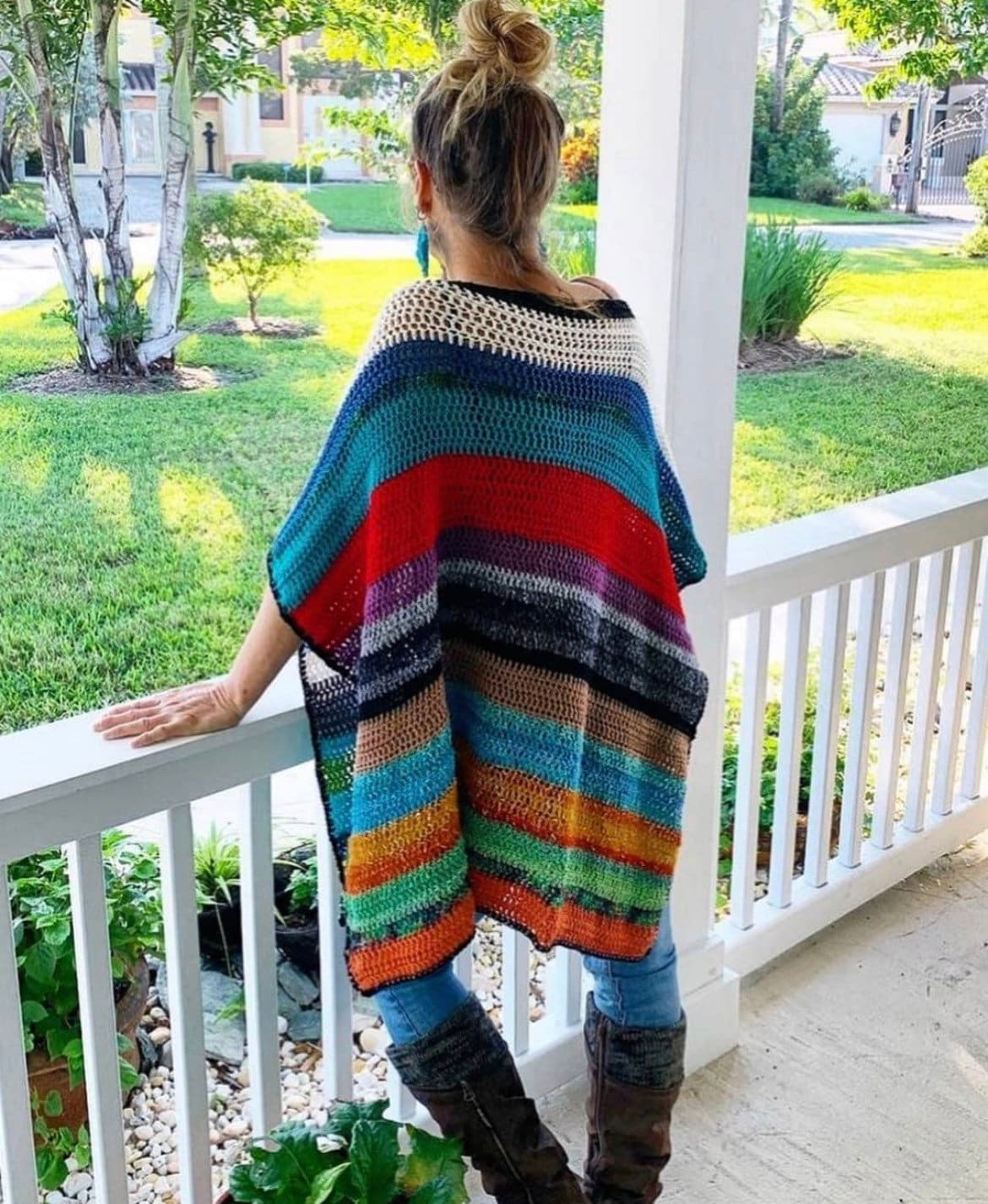 Striped Multi-colour Poncho – BOHO OASIS