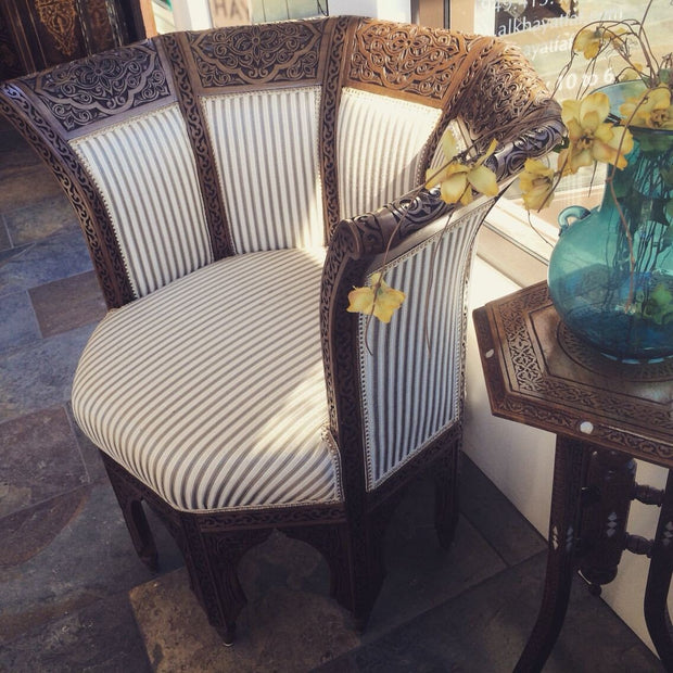 Hexagon Carved Ornamented Chair