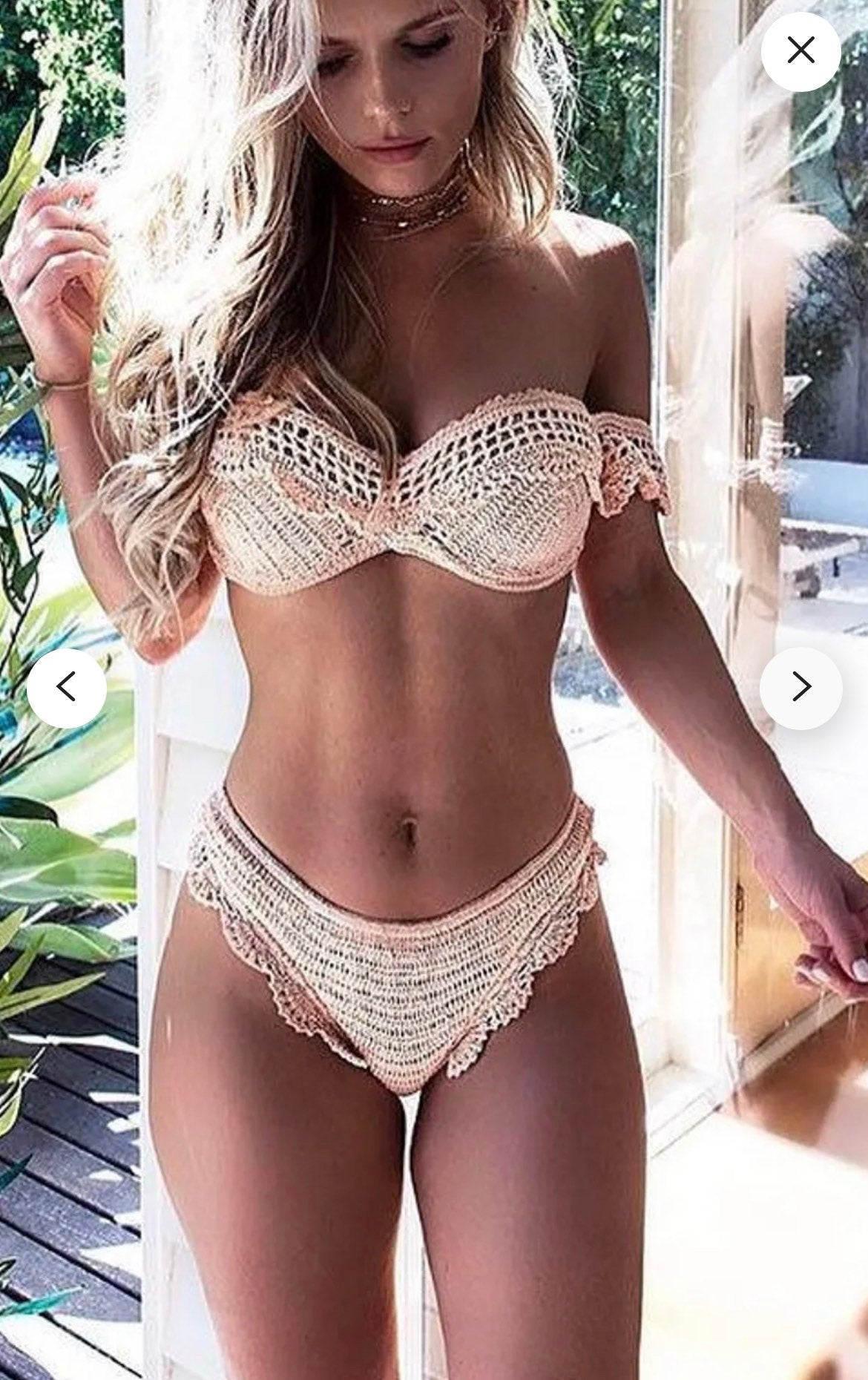 Off-Shoulder Lace Bikini Swimsuit