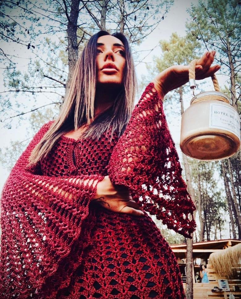 Gypsy Boho Dress - Sexy flowing Crochet - Long bell sleeves - lace crochet dress - Handmade crochet maxi dress - Hippie mini dress Gypsy Boho Dress - Sexy flowing Crochet - Long bell sleeves - lace crochet dress - Handmade crochet maxi dress - Hippie mini dress