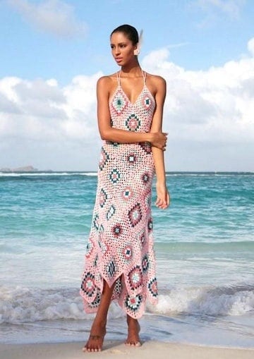 Halter Granny Square Midi Dress