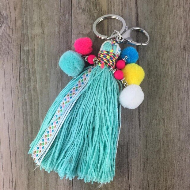 Charm Pompon Keychain Tassel