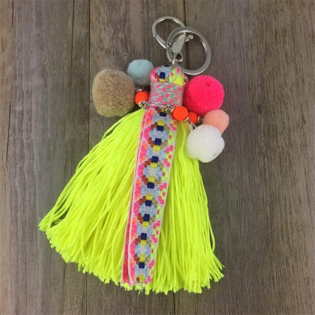 Charm Pompon Keychain Tassel