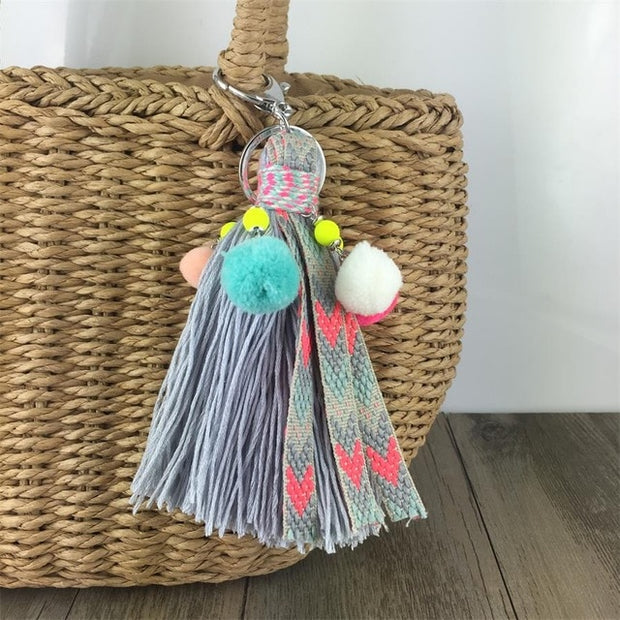 Charm Pompon Keychain Tassel