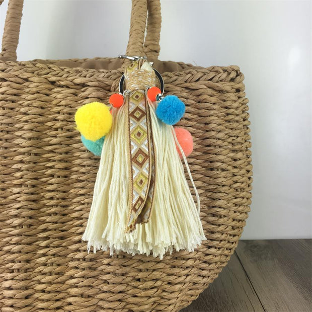 Charm Pompon Keychain Tassel