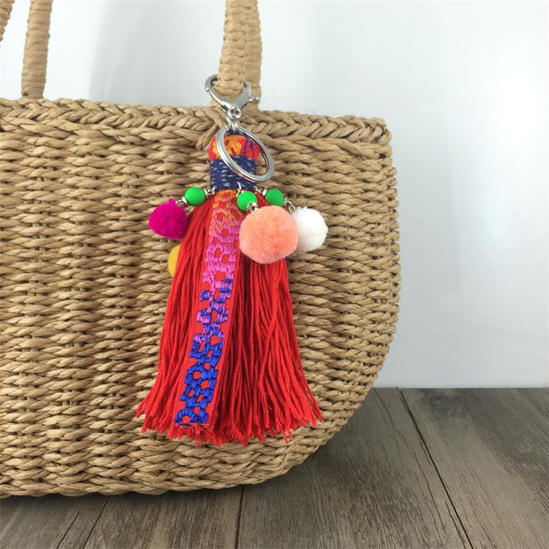 Charm Pompon Keychain Tassel