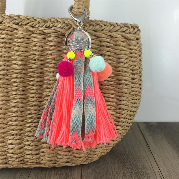 Charm Pompon Keychain Tassel