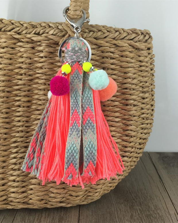 Charm Pompon Keychain Tassel