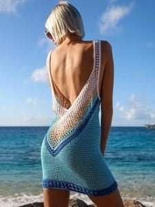 Mesh Tricolour Crochet Dress