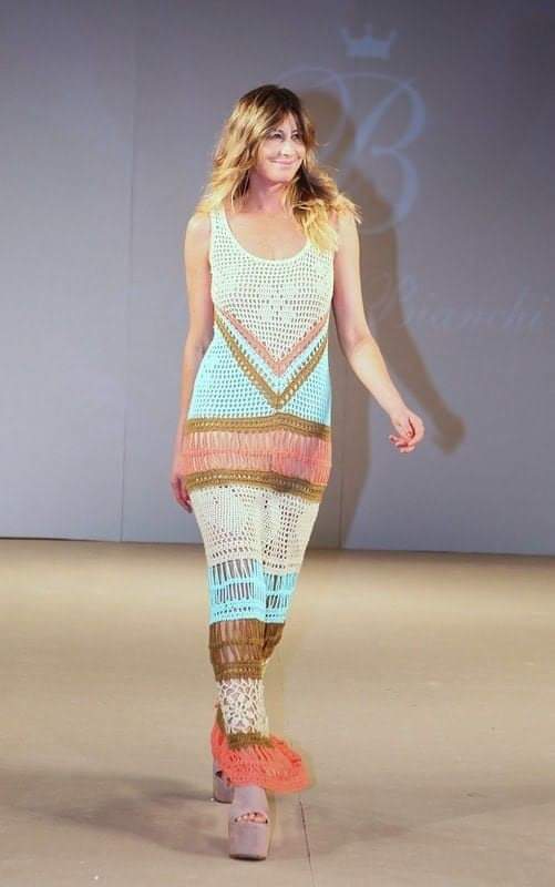 Mesh Tricolour Crochet Dress