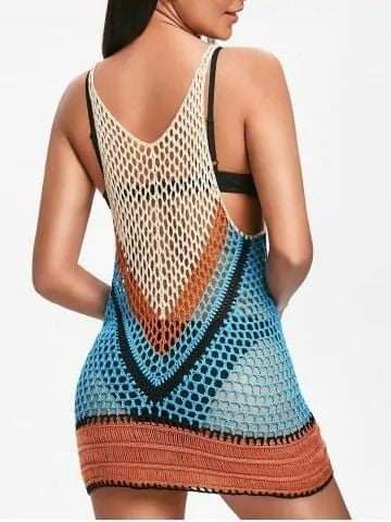 Mesh Tricolour Crochet Dress