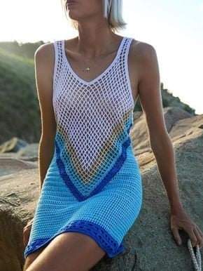 Mesh Tricolour Crochet Dress